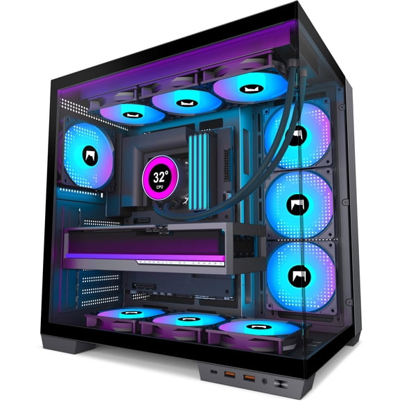 Ventiladores PC Case HYXN H1 HYXN ATX de 7 PWM ARGB preinstalados, negros