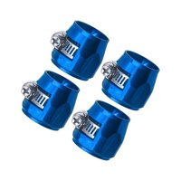 Ioensy - Abrazaderas De Acabado De Manguera De 4 Piezas De Aleación De Aluminio Con Conectores De Manguera De Banda De Tornillo Azul An12