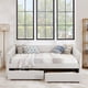 thumbnail image 2 of Queen Size Daybed with Two Drawers Trundle Upholstered Sofa Bed, with Vertical Stripes, Linen Fabric, Beige (86.5"x65"x30"), 2 of 3