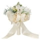 thumbnail image 1 of Flores De Peonía Artificiales Blancas Ramos De Boda Toss Bouquet Ribbon Tassel, 1 of 3