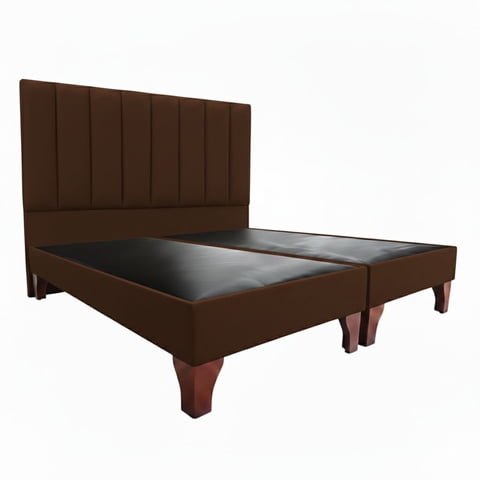 Vitelio - Cama 2 Plazas Modular Base Color Cafe + Respaldo