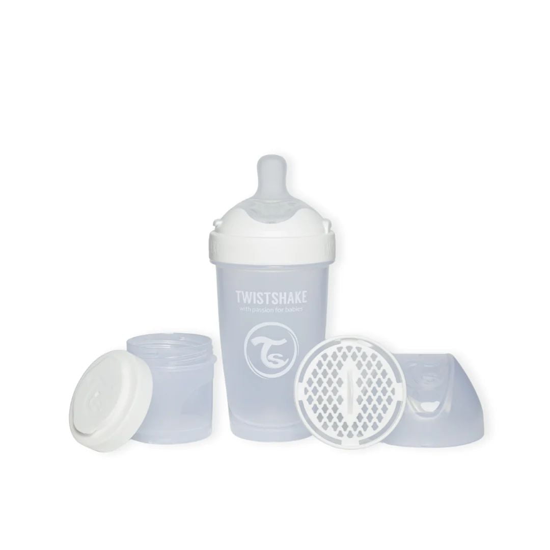 Mamadera Anticolico Twistshake Double Pro 260ml Blanco