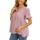 thumbnail image 4 of INSPIRE CHIC Camisetas de Botones de Manga con Volantes de Cuello Redondo Casual de Maternidad para el Día de la Madre de Mujer Babydoll Ajuste Suelto Peplum Tops 2XL Rosa Oscuro, 4 of 6
