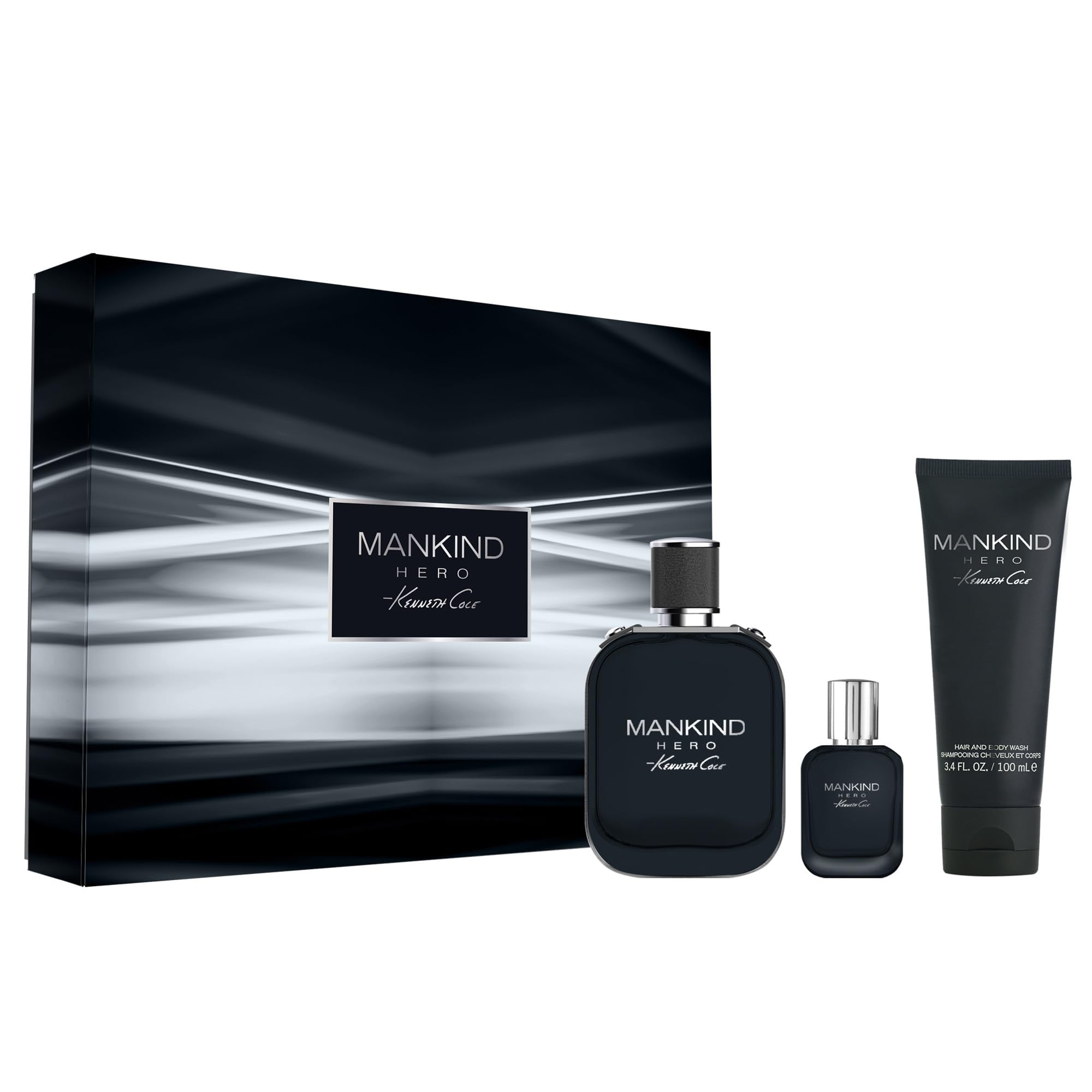 Perfume Kenneth Cole Mankind Hero Eau De Toilette 100 Ml X 2 + Gel De Baño Para Cabello Y Cuerpo De 100 Ml