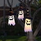 thumbnail image 1 of Adornos de Halloween para exteriores, colgantes, iluminados, brillantes, con forma de sombrero fantasma, para decoración de Halloween, para interiores y exteriores, para patio, árbol y jardín (3 unida, 1 of 7