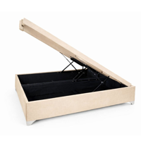 Base Cama Baúl 2 Plazas Felpa Beige Lore | Diseño Premium + Gran Almacenaje