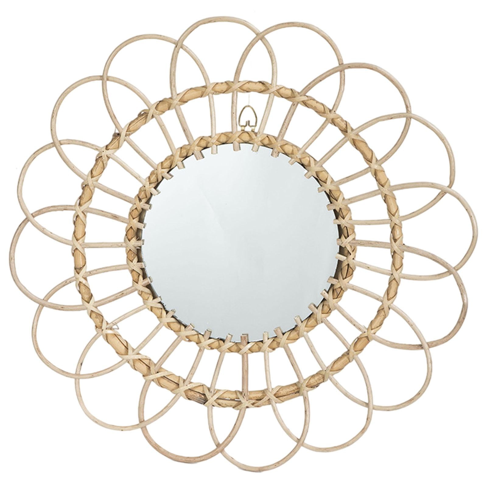 Magideal - Espejo Para Pared, Espejo De Pared De Flores De Ratán, Decoración Para Hogar, Arte De Pared Colgante Decorativo Para Sala De , Dormitorio,