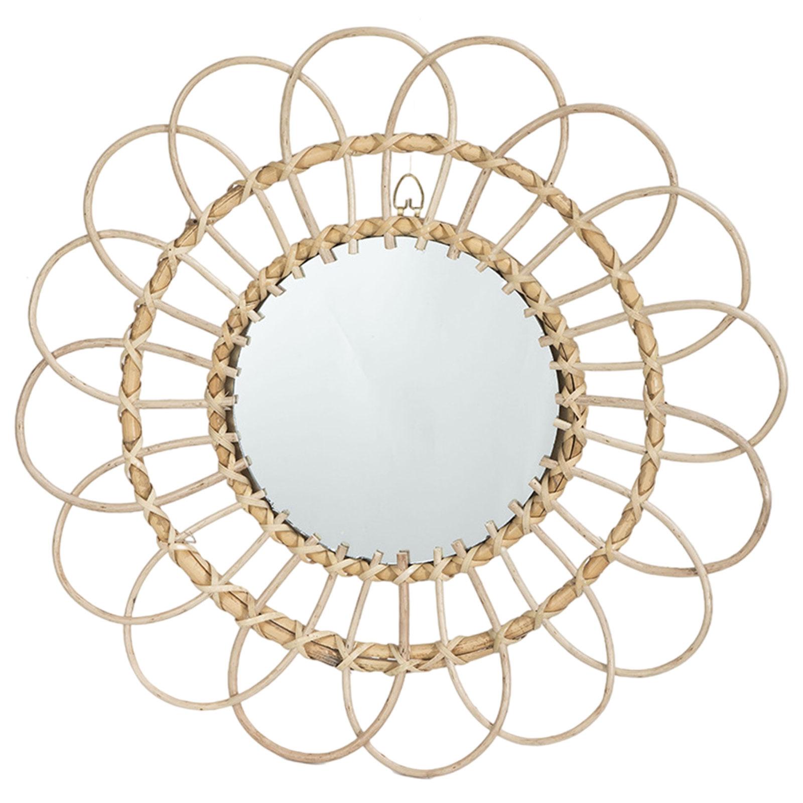 Magideal - Espejo Para Pared, Espejo De Pared De Flores De Ratán, Decoración Para Hogar, Arte De Pared Colgante Decorativo Para Sala De , Dormitorio,