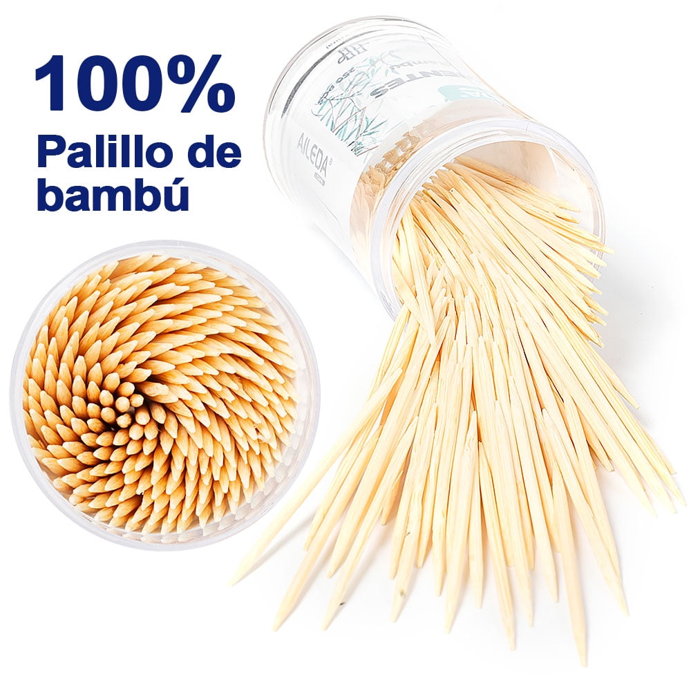 Aileda Mondadientes 100% Eco Bambu (6.3cm X 250 Uni) 2caja Envío De Colores Aleatorios