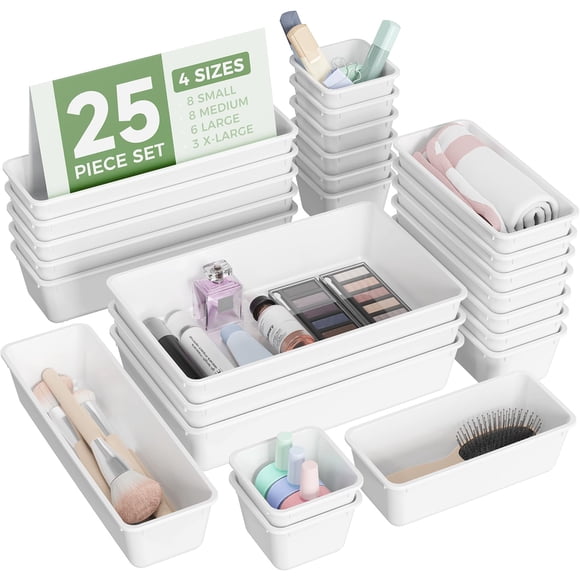 Set Organizador de Cajones Plástico Caddy BiuLeon 25 Piezas Blanco