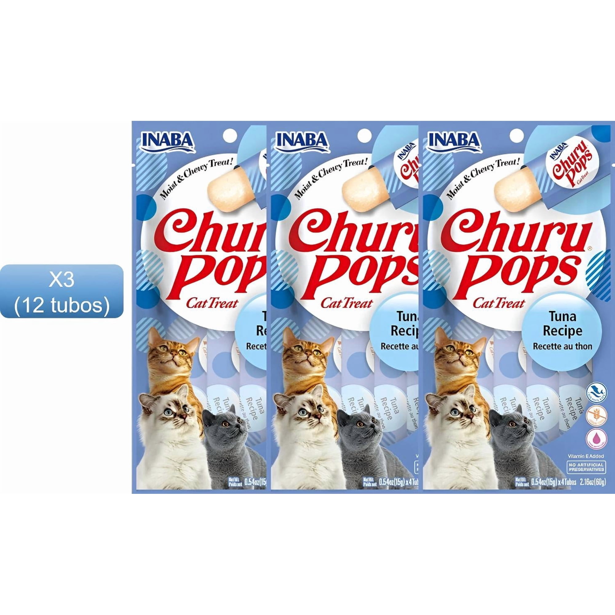 Pack Snack Para Mascotas Gatos Churu Pops Atún 12 Tubos Inaba