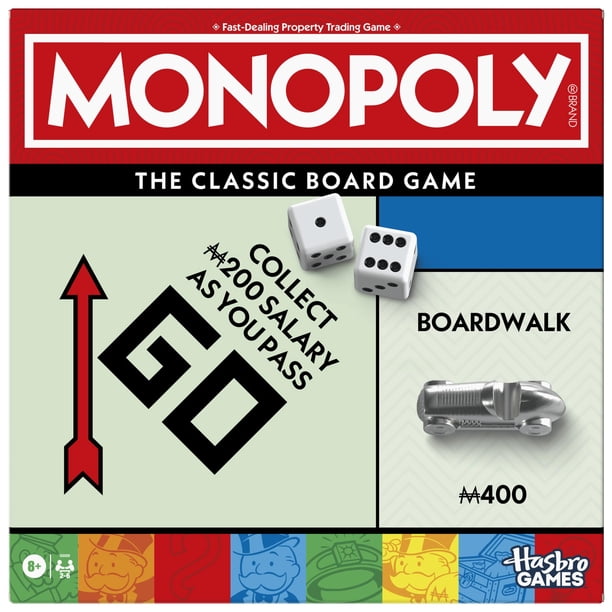 Juego de mesa Monopoly Classic con bandeja de almacenamiento para 8 o más de 2 a 6 jugadores