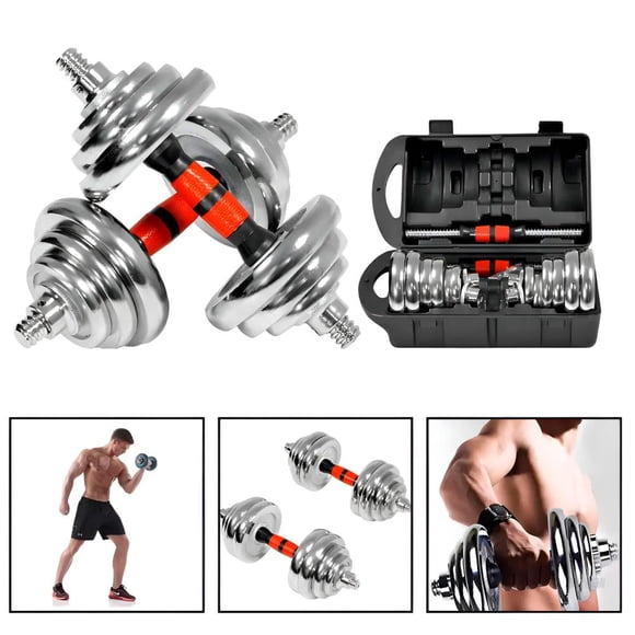 Set De Mancuernas Cromadas Ajustables 20 Kg Maletín Color Cromado Boost Fitness