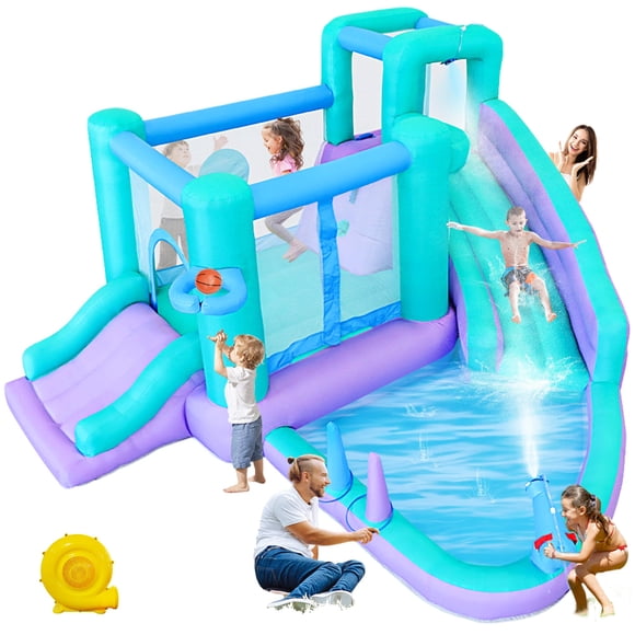 Brincolín inflable con tobogán de agua Bestsun para 3 a 10 años