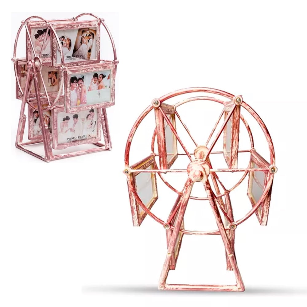 Irm - Porta Retratos Marco Giratorio 12 Fotos Rueda De Fortuna Rosado