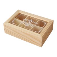 Bothyi - Caja De Té De Madera, Caja De Almacenamiento De Té, Cofre De Almacenamiento De Madera, 6 Rejillas, Pequeña Caja De Madera