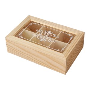 Bothyi - Caja De Té De Madera, Caja De Almacenamiento De Té, Cofre De Almacenamiento De Madera, 6 Rejillas, Pequeña Caja De Madera