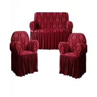 Genérico - Pack De Fundas De Sofa 3+1+1 Con Velo Color Burdeo
