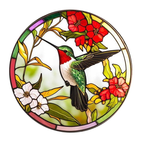 Magideal - Calcomanía Para Ventana, Calcomanía De Vidrio De Colibrí De Pvc, Decoración De Pared, Calcomanía Decorativa Para Puerta Corrediza De Vidrio Redonda, C Estilo A