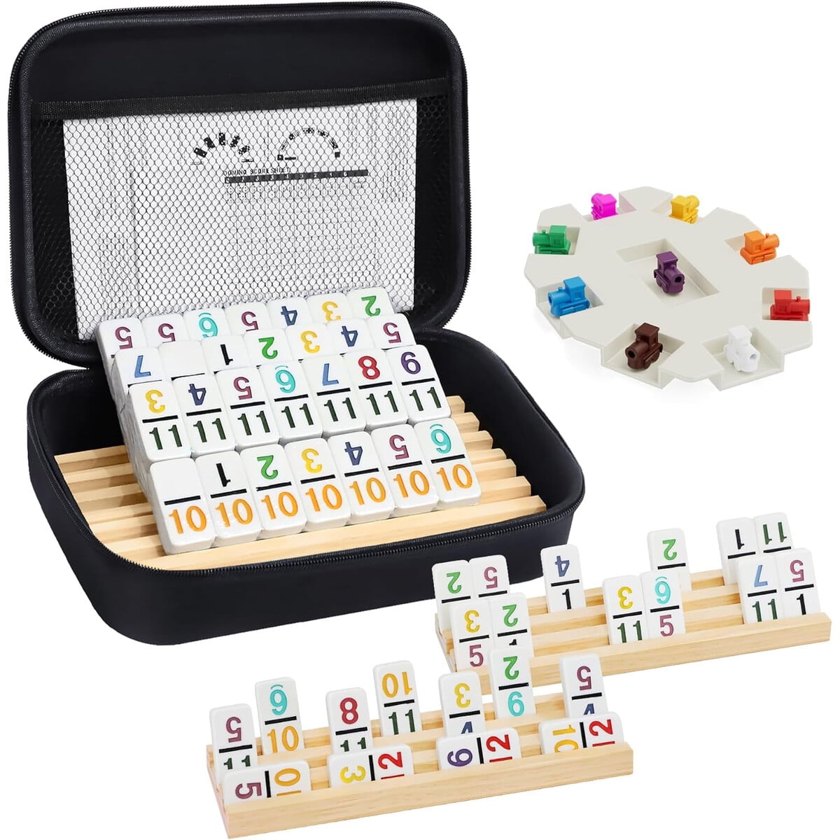 Domina Mexican Train Uvcany Doble 12 Con Bandejas Madera