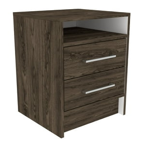 Fm Furniture - Velador 2 Cajones Fm 50.7X40X37.3 Cm Café Oscuro