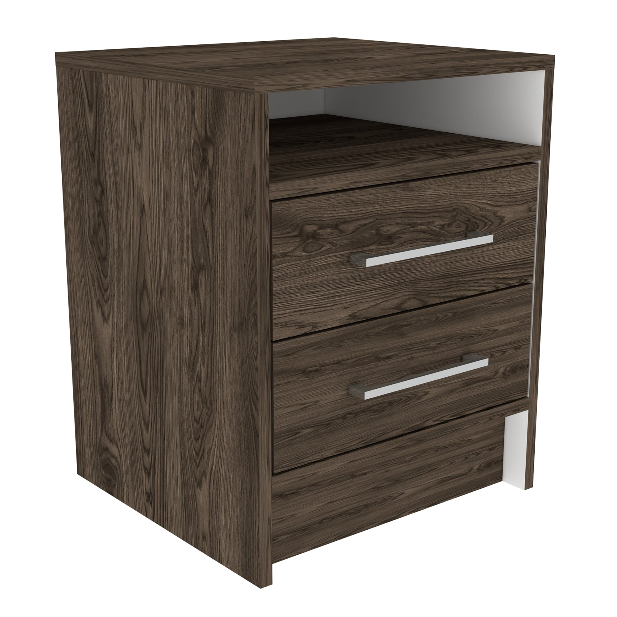 Fm Furniture - Velador 2 Cajones Fm 50.7x40x37.3 Cm Café Oscuro