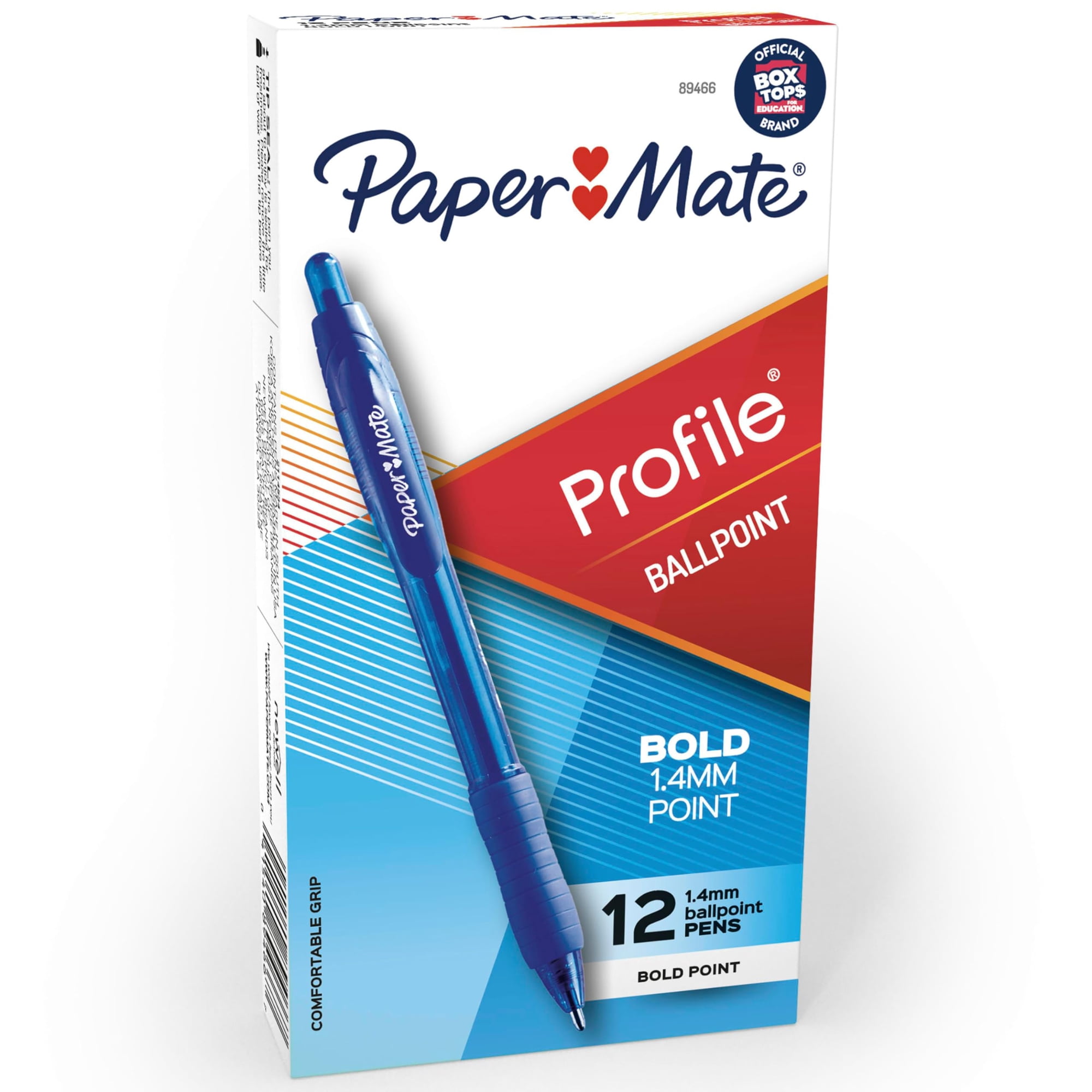 Paper Mate‌ - Bolígrafos Paper Mate Profile Retráctiles Azules, 12 Unidades