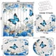 thumbnail image 3 of Juego de cortinas de ducha Ikfashoni con forma de flor y mariposa azul, 4 unidades, 3 of 3