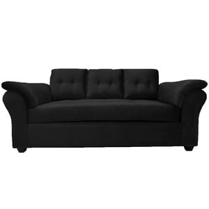 Muebles Jd - Sofá 3 Cuerpos Sira Felpa Negro