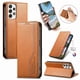 thumbnail image 4 of Funda tipo cartera para Samsung Galaxy A52 5G de piel con cierre magnético, ranuras para tarjetas y correa para la muñeca Marrón, 4 of 6