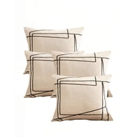 Genérico - Juego De 4 Fundas De Cojin 45Cmx45Cm Bordado De Linea Color Beige