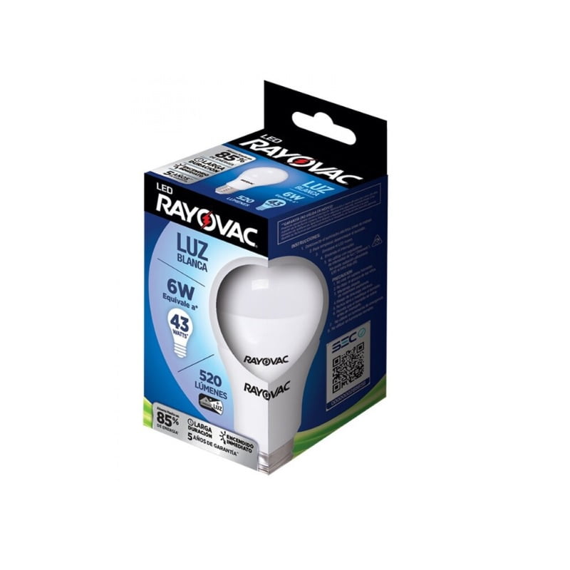 Rayovac - Ampolleta Luz Blanca E27 43w