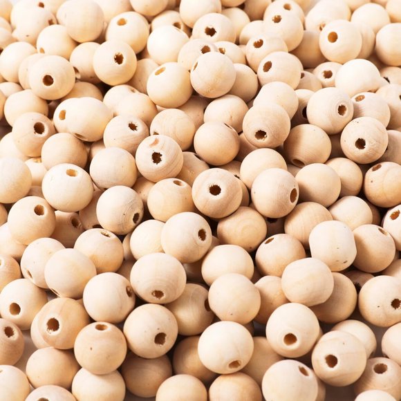 300 Bolitas de Madera KOOCHOICE de 10 mm, Naturales y Sin Barnizar