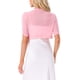 thumbnail image 3 of INSPIRE CHIC Bolero de Malla para Mujer con Frente Abierto y Mangas Cortas Fruncidas, Cárdigan Corto en Rosa Talla XL, 3 of 6