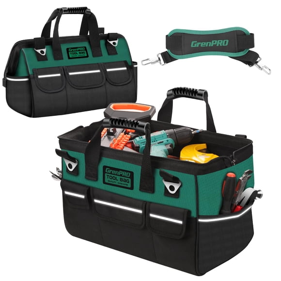 Bolsa para herramientas GRENPRO de 34 cm, boca ancha, organizador con asa blanda