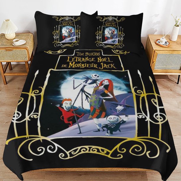 The Nightmare Before Christmas Duvet Cover Set 3 Piece Bedding Set Double Sided Printing Decorative Comforter Cover Set