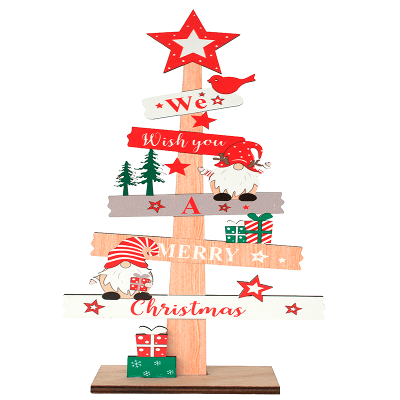Wakeshome - Adorno De Navidad Arbolito De Madera Con Nomo 30*10cm - Madera