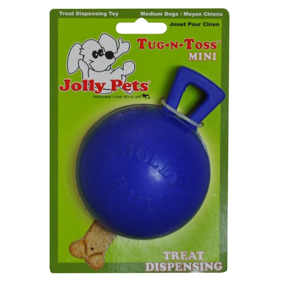 Pelota Juguete para Perro Jolly Pets Tug-n-Toss Resistente con Asa Azul