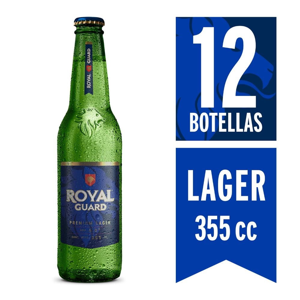 Cerveza Premium Lager 5° Pack 12 Botella 355 ml Royal Guard