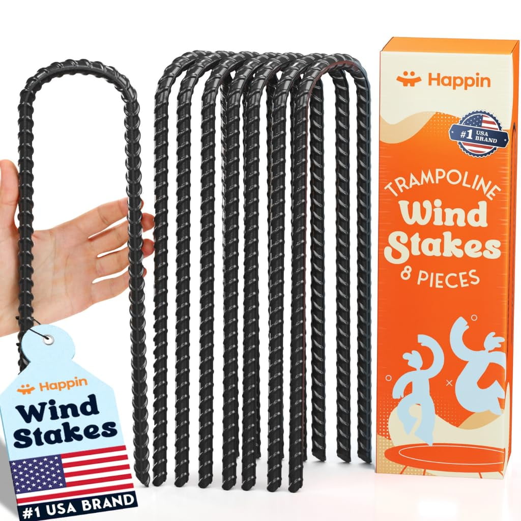 Estacas Para Trampolín Happin, 8 Piezas, Acero Resistente De 30 Cm
