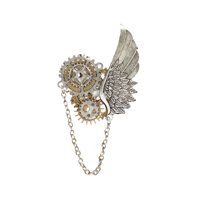 Magideal - Broche De Ala De Ángel, Alfiler De Traje, Broches De Cadena Colgantes, Insignia De Engranaje, Pin De Solapa Para Camisas, Ropa, Sombrero, Bufanda, Reg