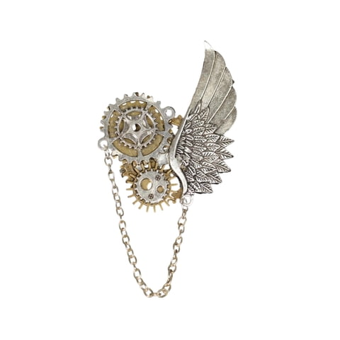 Magideal - Broche De Ala De Ángel, Alfiler De Traje, Broches De Cadena Colgantes, Insignia De Engranaje, Pin De Solapa Para Camisas, Ropa, Sombrero, Bufanda, Reg