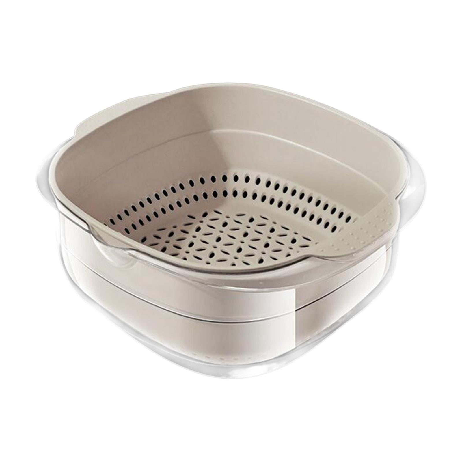 Bothyi - Cesta De Drenaje De Doble Capa Cestas De Drenaje De Verduras Para Alimentos Mezcla De Verduras De Color Caqui