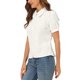 thumbnail image 4 of INSPIRE CHIC Conjunto de Mujer Blusa con Cuello Peter Pan Manga Corta Camisa con Botones al Frente L Blanco, 4 of 8