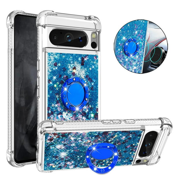 Funda Para Google Pixel 8 Pro Con Brillo Líquido, Protección Completa Y Soporte De Anillo Giratorio