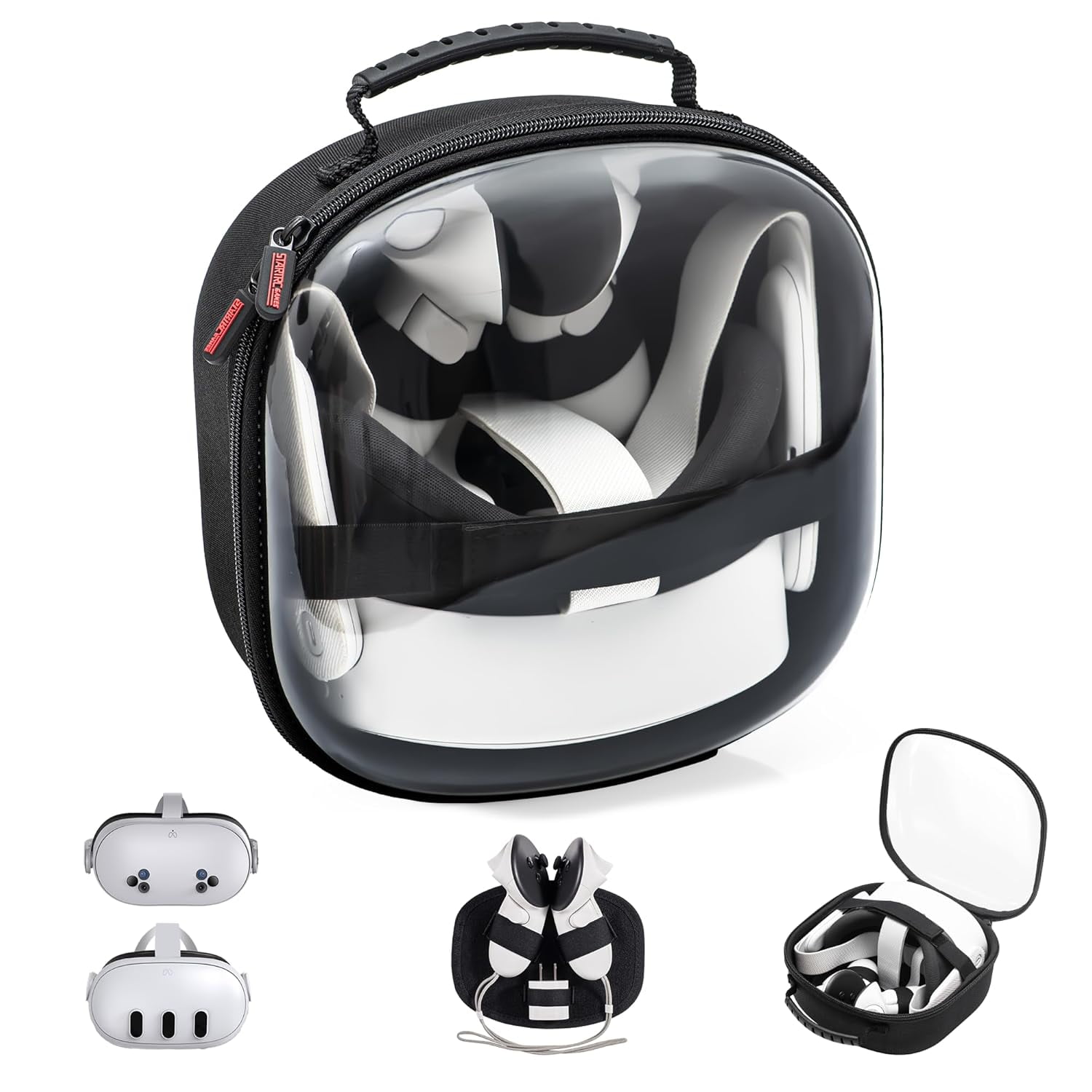 Genérico - Funda De Transporte Rígida Para Meta Quest 3s/quest 3/vision Pro - Compatible Con Casco De Rv, Mandos Táctiles - Diseño Que Ahorra Espacio Para Viajar Y Guardar En Casa-transparente