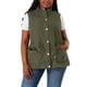 thumbnail image 1 of Agnes Orinda Chaquetas de Chaleco sin Mangas con Anorak de Talla Grande para Mujer con Cremallera, Botón y Cintura con Cordón 3X Verde Militar, 1 of 9