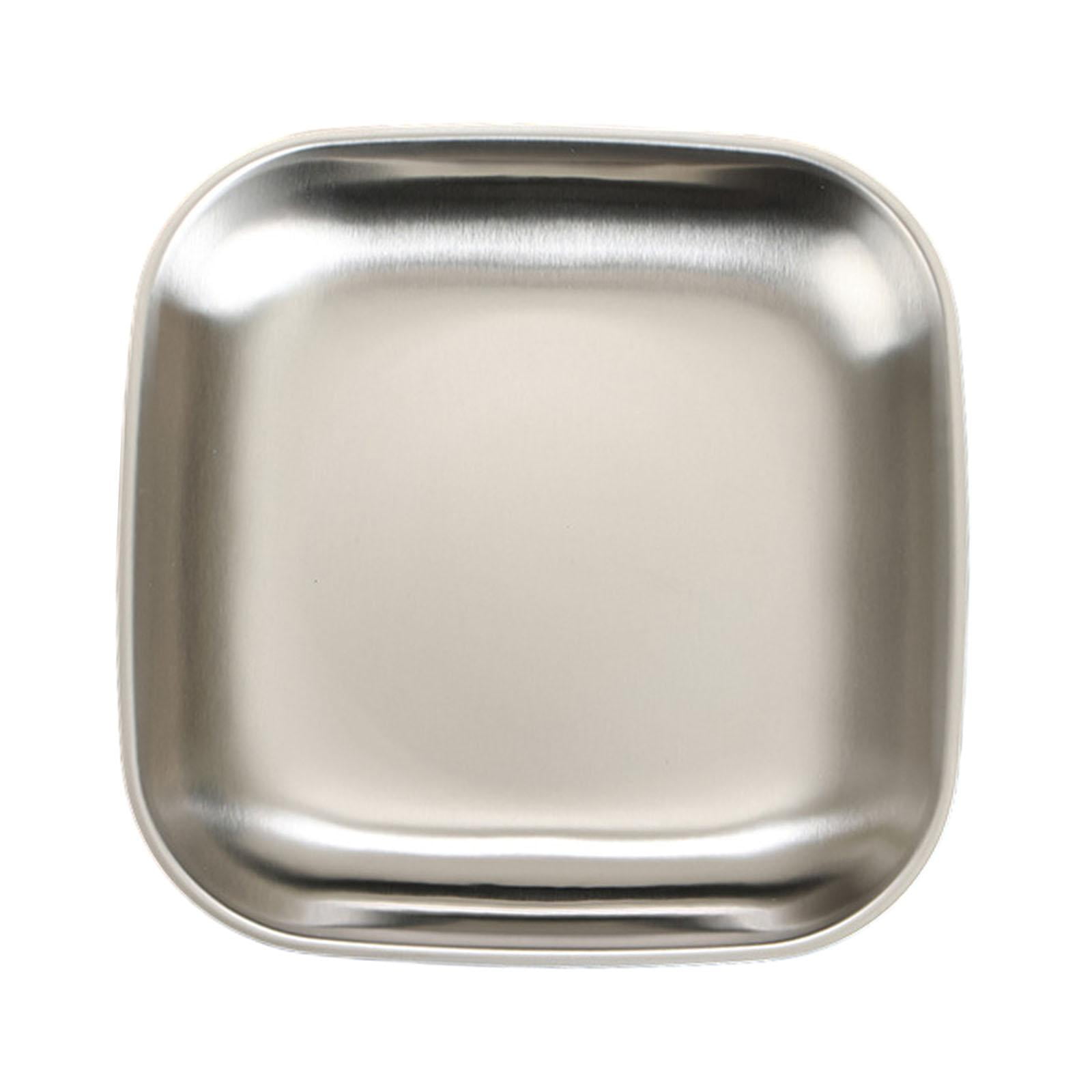 Magideal - Plato De Acero Inoxidable Empanado De Empanado Plato De Preparación De Alimentos Platos Para Servir Platos De Pan De Pan Para La Cocina Del Comedor Plata