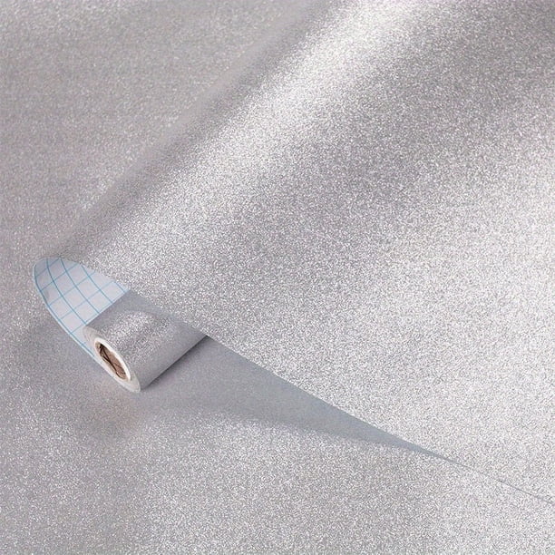 1 Roll, Silvery Golden Glitter Film Instant Sticker, Furniture Refurbishment Decorative Wall Sticker, Aluminum Film Self-adhesive Wallpaper, 17.72*78.74in