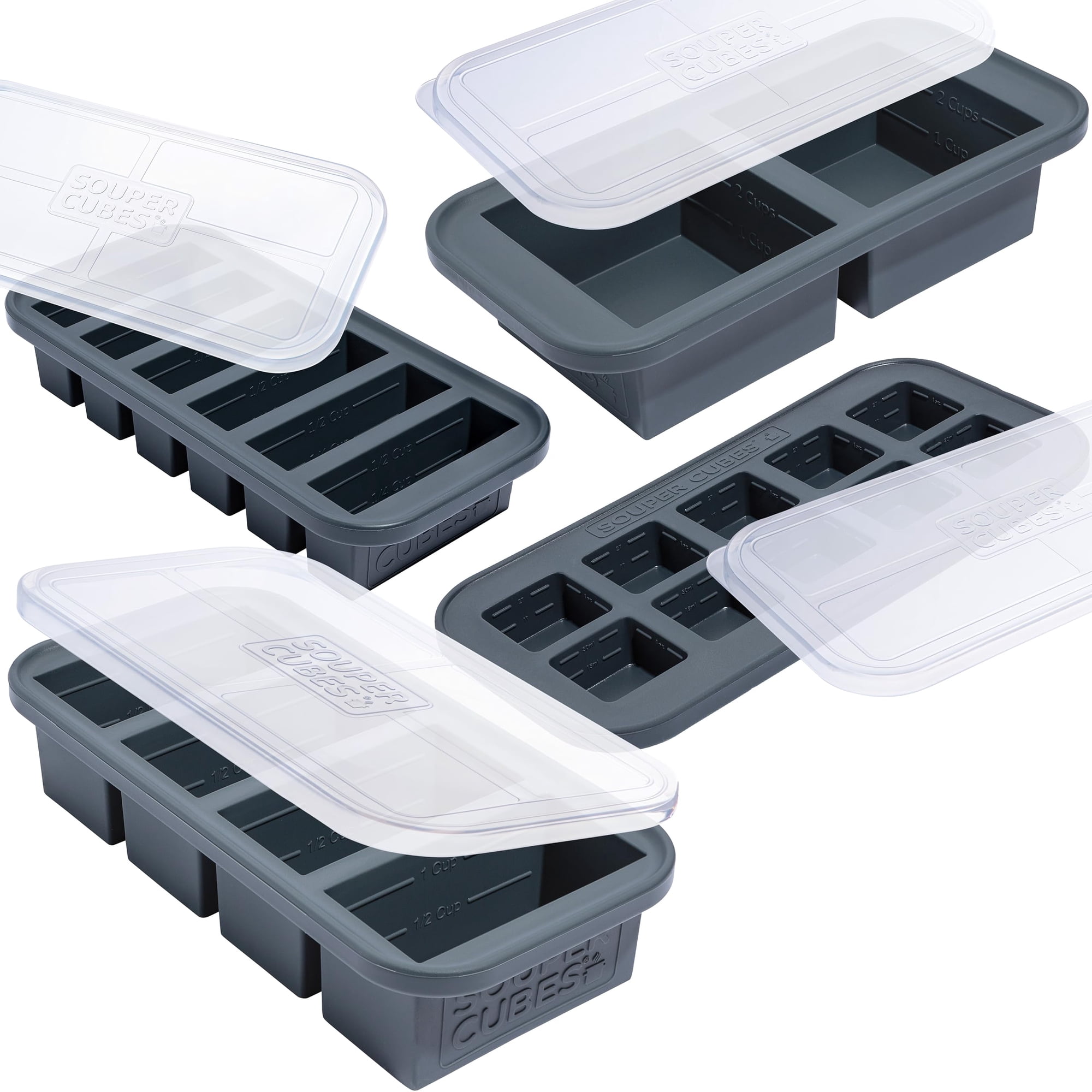 Souper Cubes - Juego De Moldes De Silicona Para Congelador, Cubos Para Sopa, Con Bandejas Y Tapas